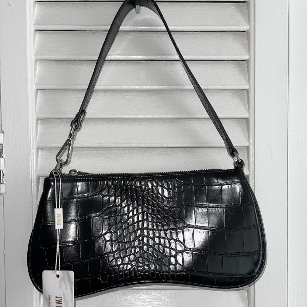 JW PEI - EVA SHOULDER BAG IN BLACK CROC